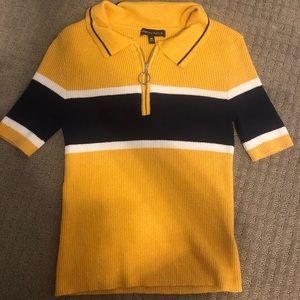 Kendall & Kylie Yellow Stripe Top